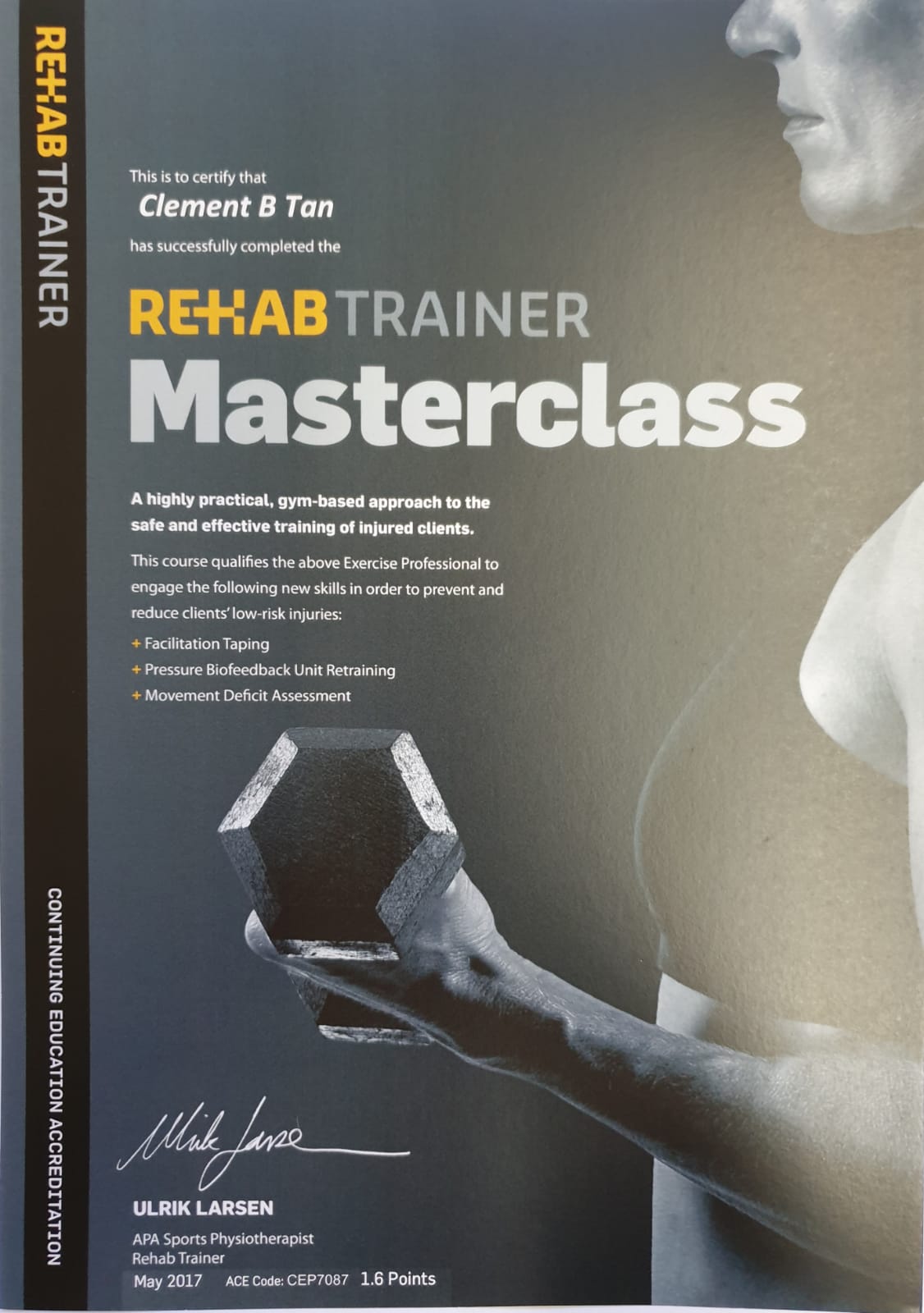 Rehab Trainer Masterclass Certified (APA sports therapist)